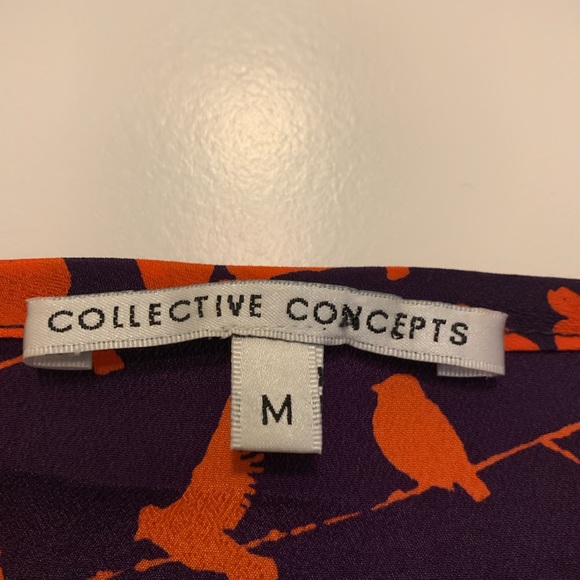 Unique purple dress with reddish orange birds. - Picture 4 of 7